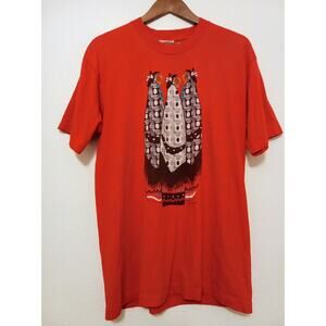 Vintage 90's Single Stitch Tee w Native American Art by Lida Souers Beaded SZ L